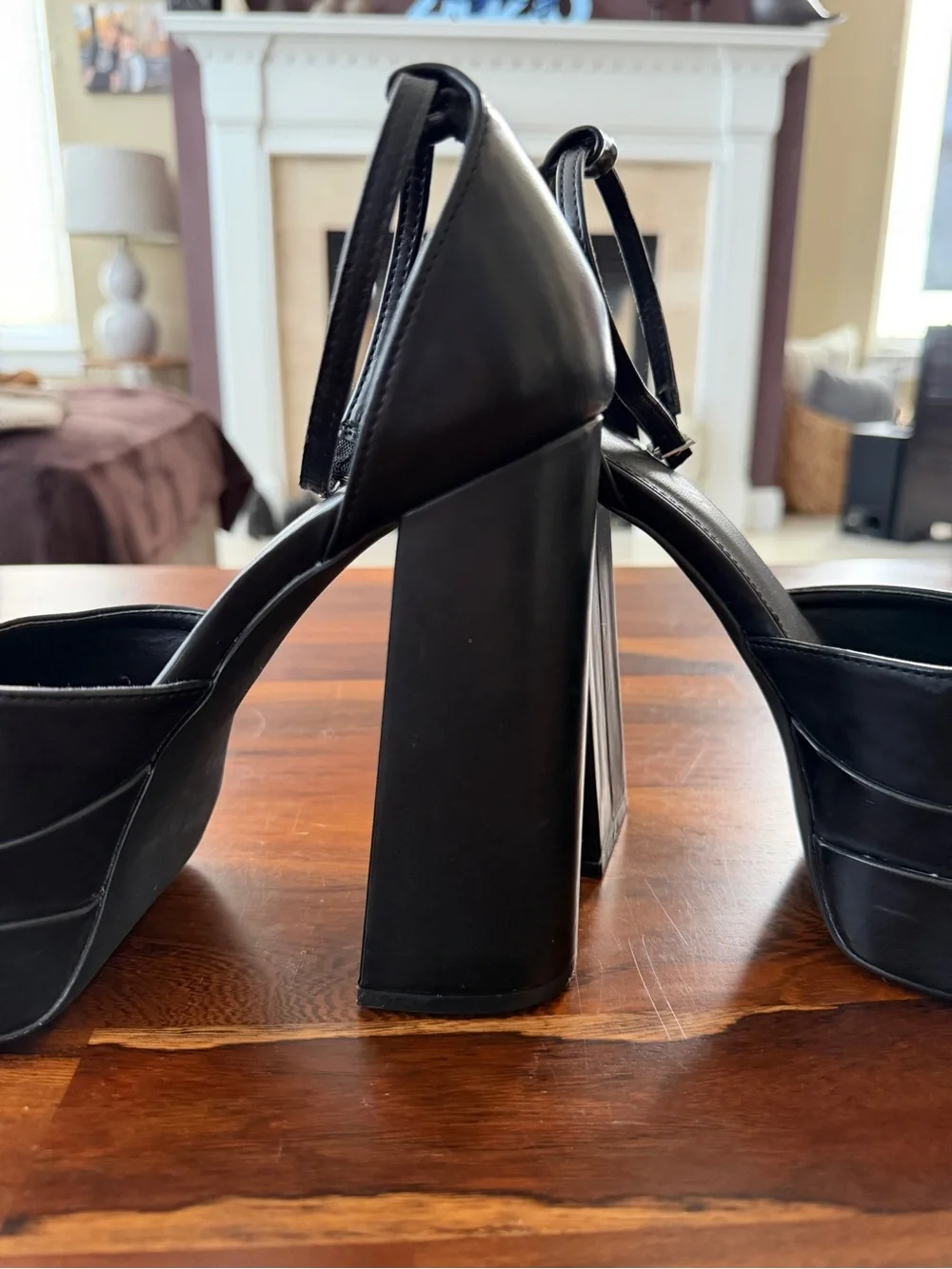 SHEIN Black Platform Mary Jane Heels with Ankle Strap